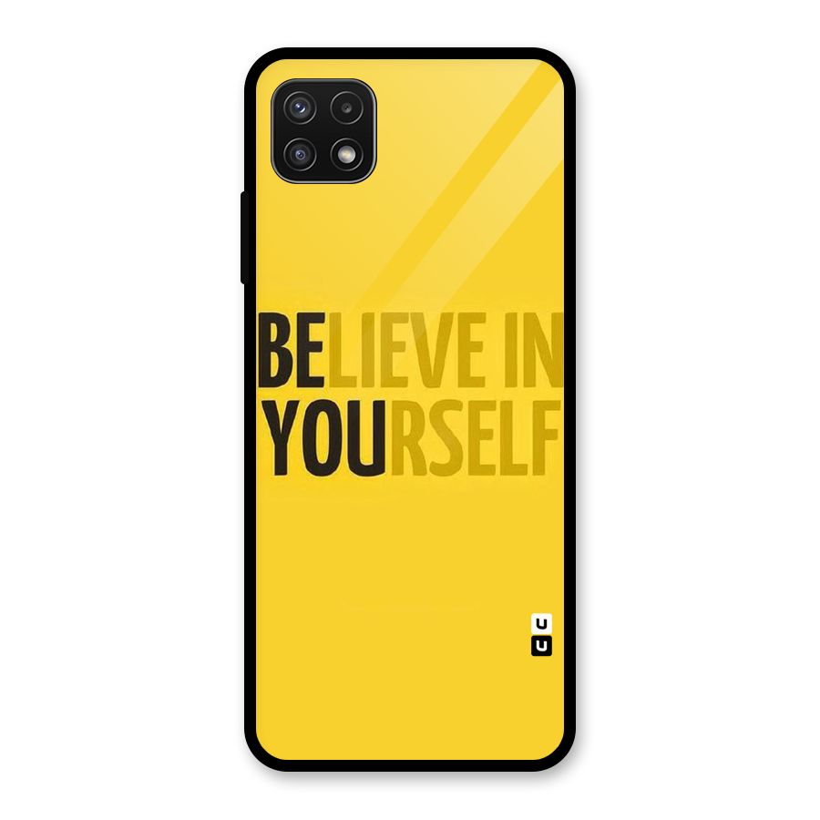 Believe Yourself Yellow Glass Back Case for Galaxy A22 5G