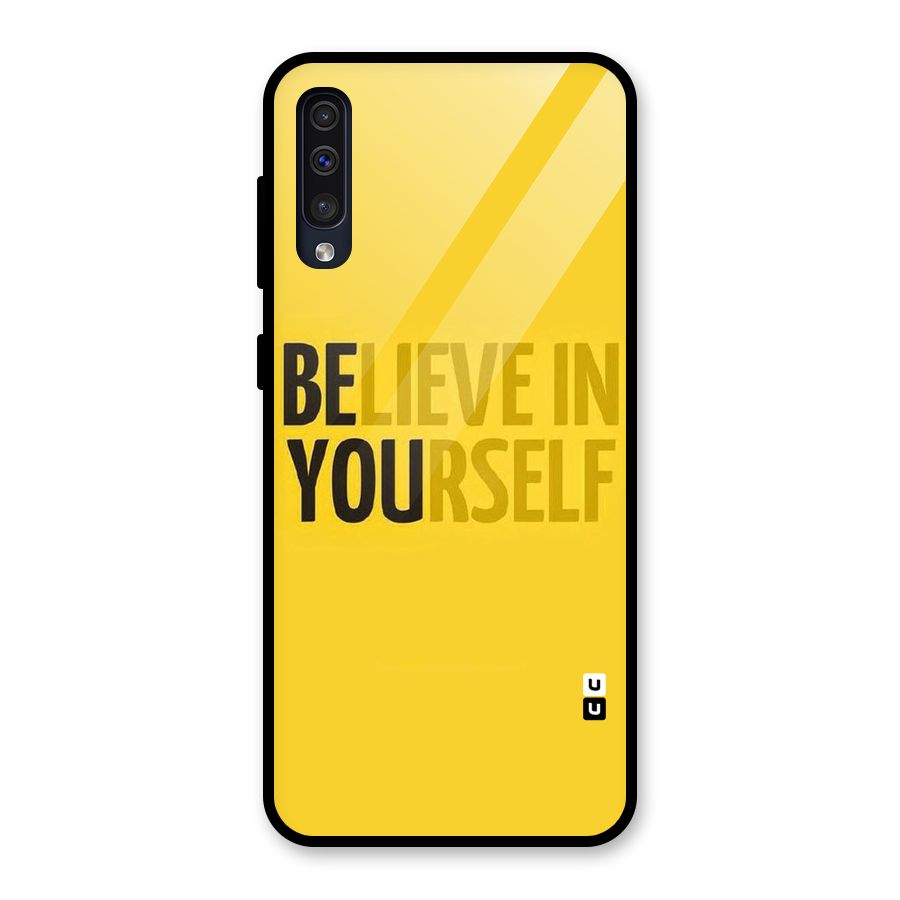 Believe Yourself Yellow Glass Back Case for Galaxy A50
