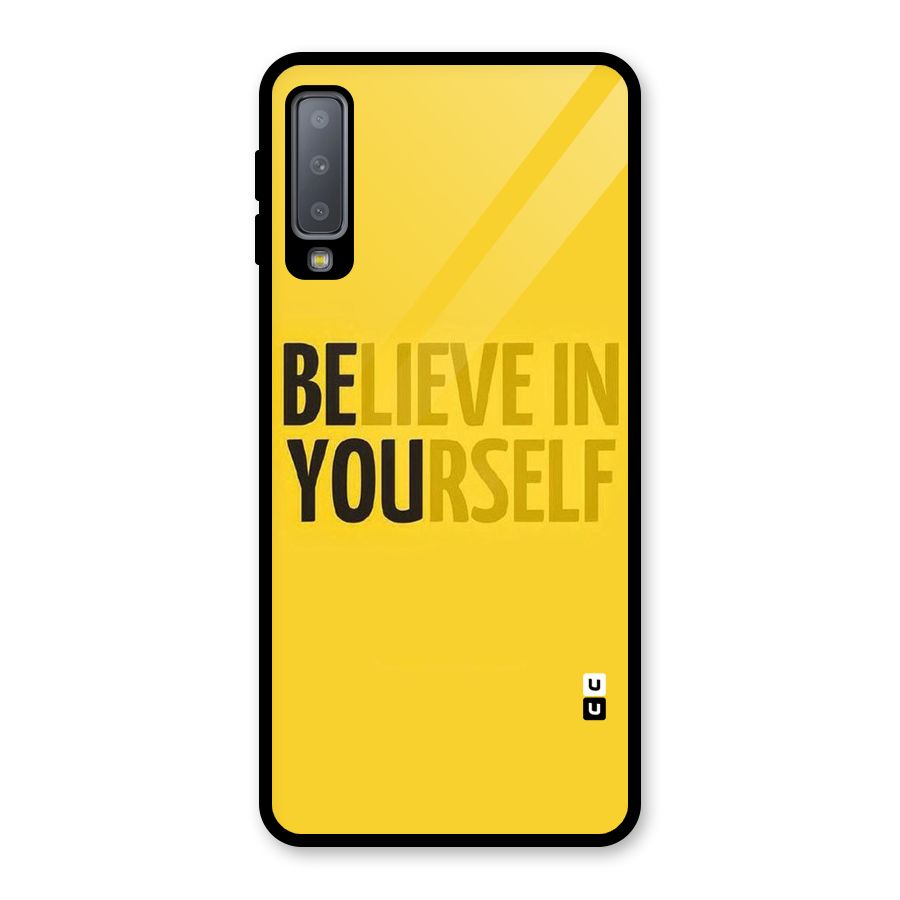 Believe Yourself Yellow Glass Back Case for Galaxy A7 (2018)