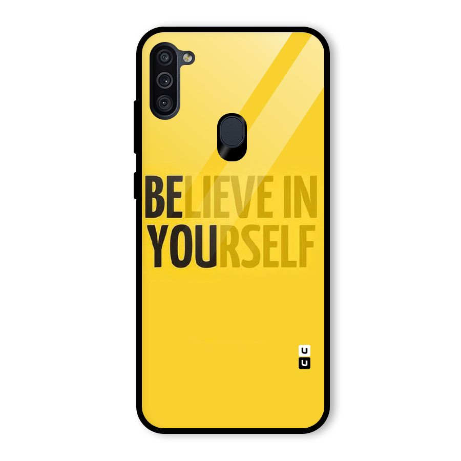 Believe Yourself Yellow Glass Back Case for Galaxy M11