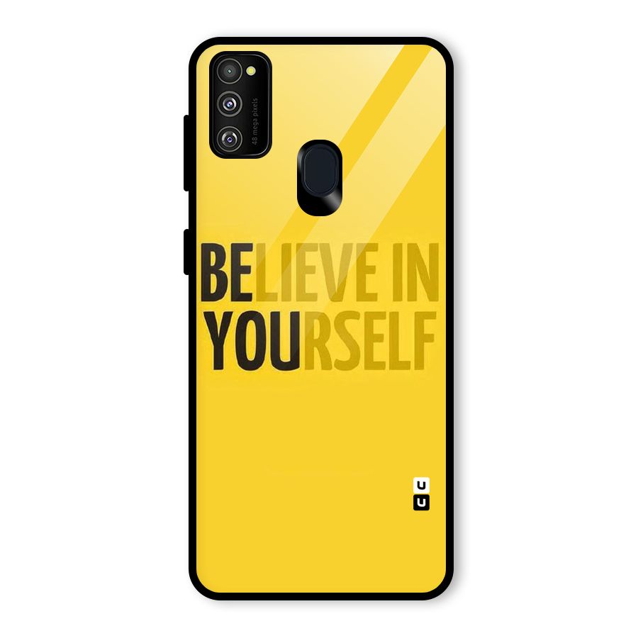Believe Yourself Yellow Glass Back Case for Galaxy M21