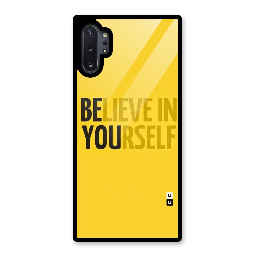 Believe Yourself Yellow Glass Back Case for Galaxy Note 10 Plus