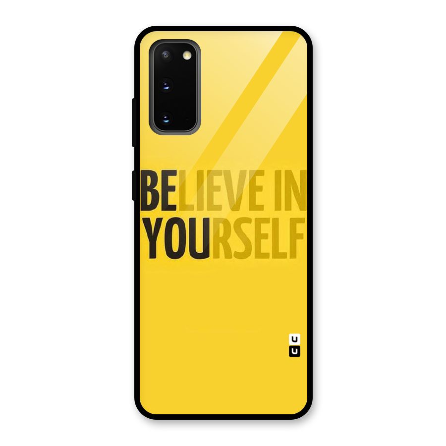 Believe Yourself Yellow Glass Back Case for Galaxy S20