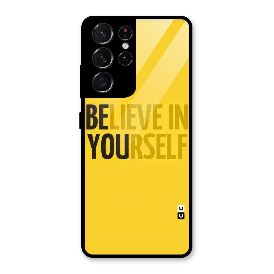 Believe Yourself Yellow Glass Back Case for Galaxy S21 Ultra 5G