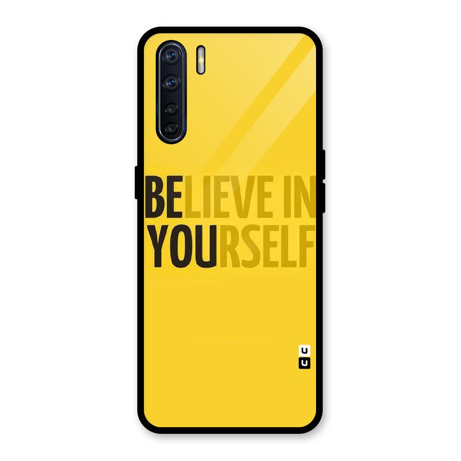 Believe Yourself Yellow Glass Back Case for Oppo F15