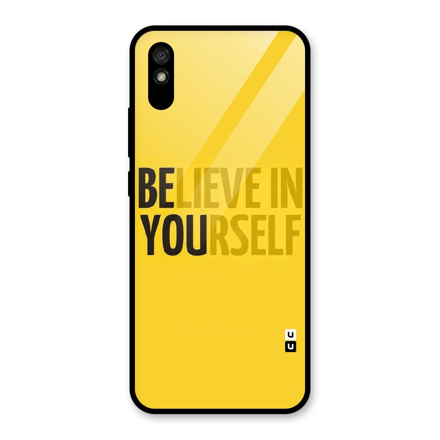 Believe Yourself Yellow Glass Back Case for Redmi 9A