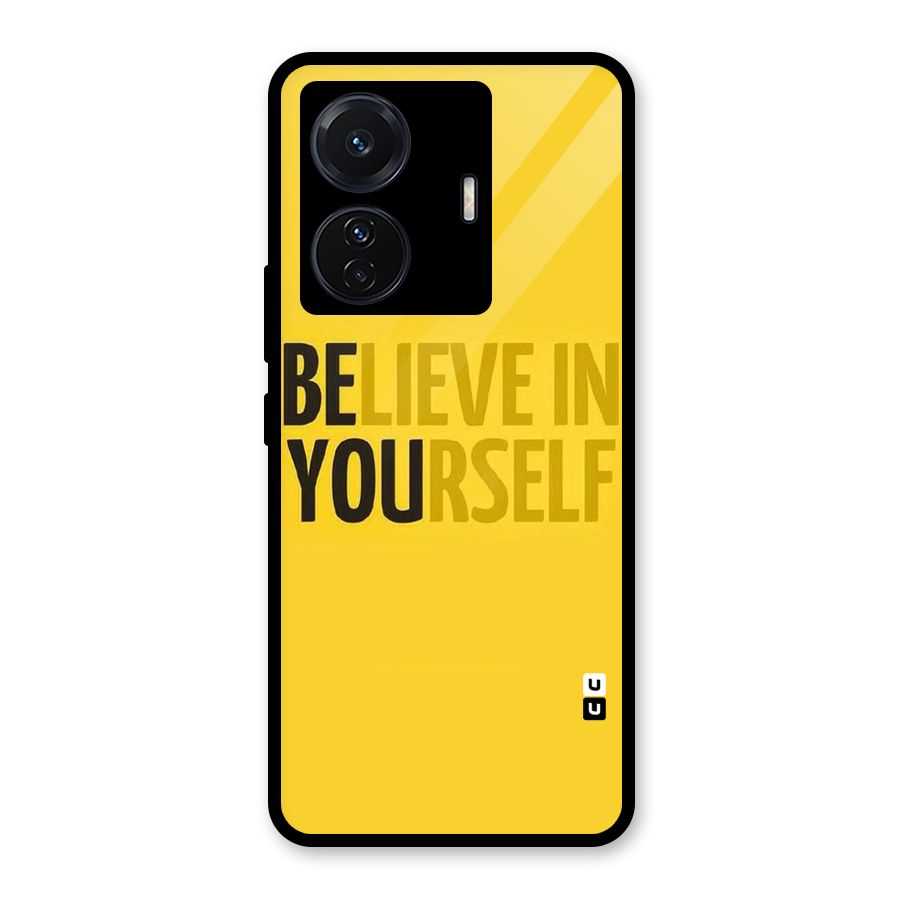 Believe Yourself Yellow Glass Back Case for Vivo T1 Pro