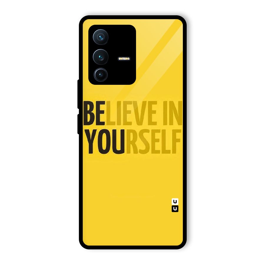 Believe Yourself Yellow Glass Back Case for Vivo V23 Pro