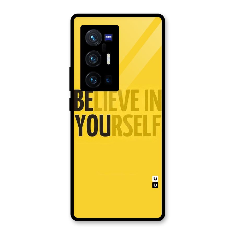 Believe Yourself Yellow Glass Back Case for Vivo X70 Pro Plus
