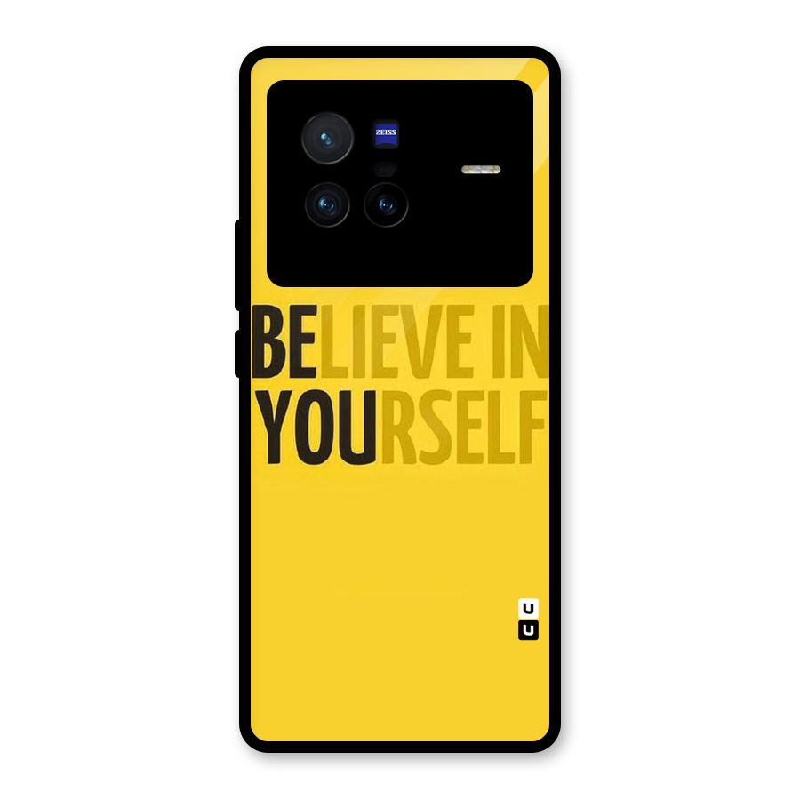 Believe Yourself Yellow Glass Back Case for Vivo X80