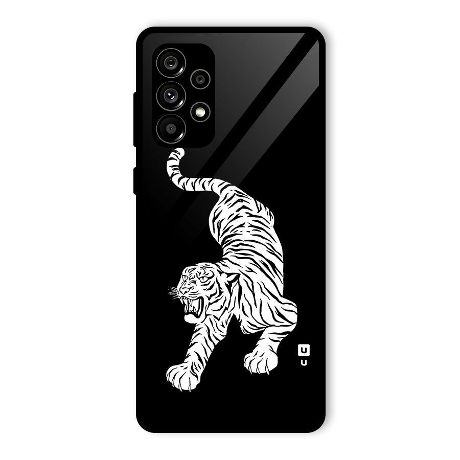 Bengal Tiger Stencil Art Glass Back Case for Galaxy A73 5G