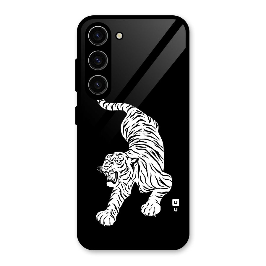 Bengal Tiger Stencil Art Glass Back Case for Galaxy S23