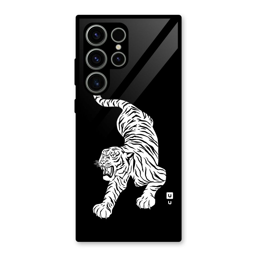 Bengal Tiger Stencil Art Glass Back Case for Galaxy S23 Ultra