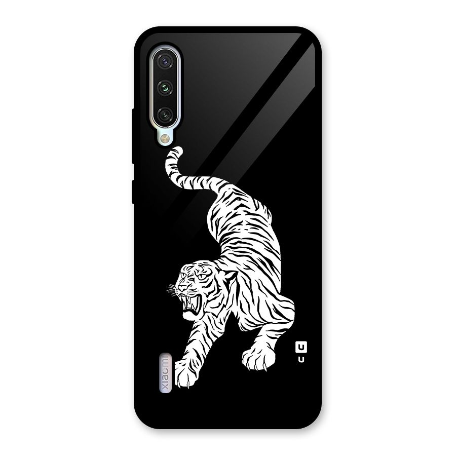 Bengal Tiger Stencil Art Glass Back Case for Mi A3