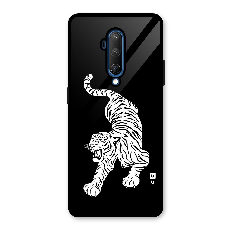 Bengal Tiger Stencil Art Glass Back Case for OnePlus 7T Pro