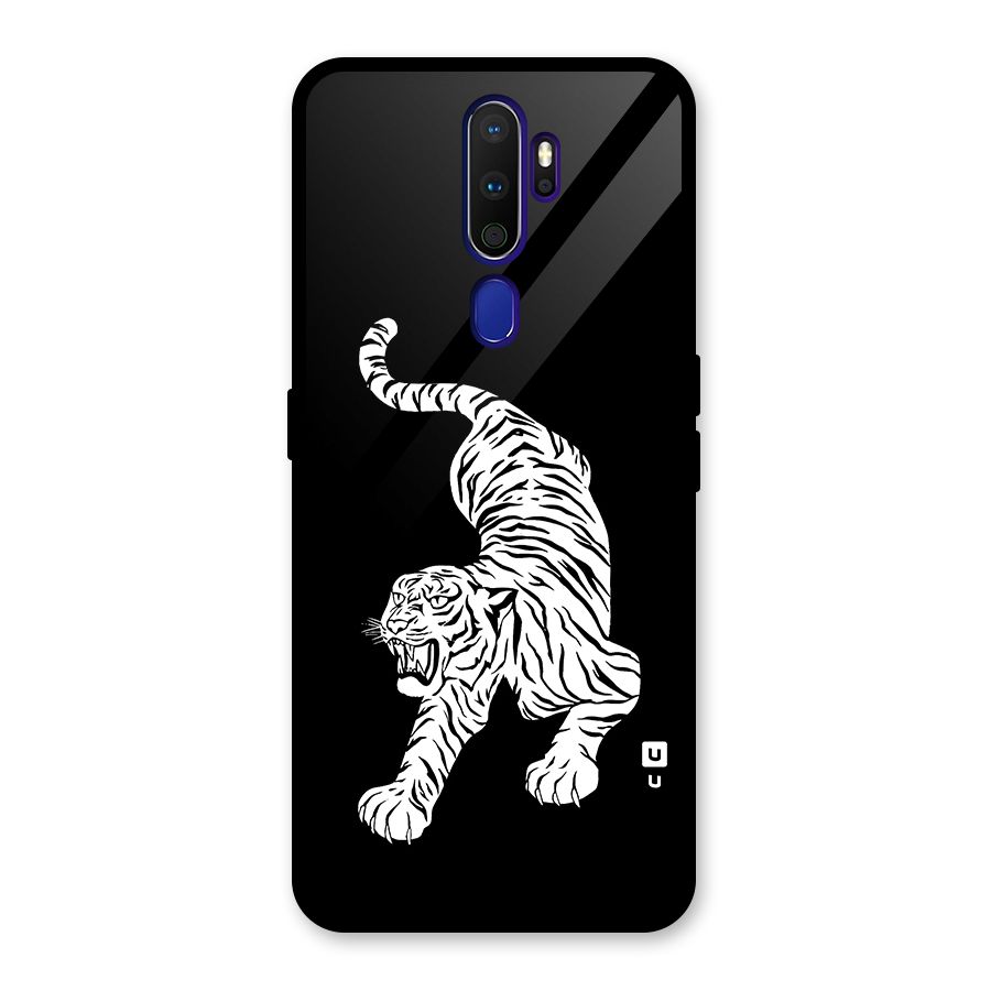 Bengal Tiger Stencil Art Glass Back Case for Oppo A9 (2020)