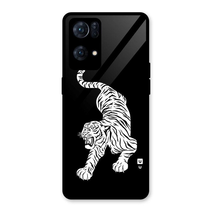 Bengal Tiger Stencil Art Glass Back Case for Oppo Reno7 Pro 5G