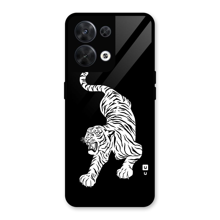 Bengal Tiger Stencil Art Glass Back Case for Oppo Reno8 5G