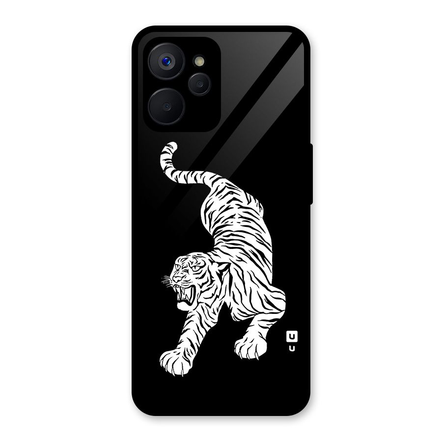 Bengal Tiger Stencil Art Glass Back Case for Realme 9i 5G