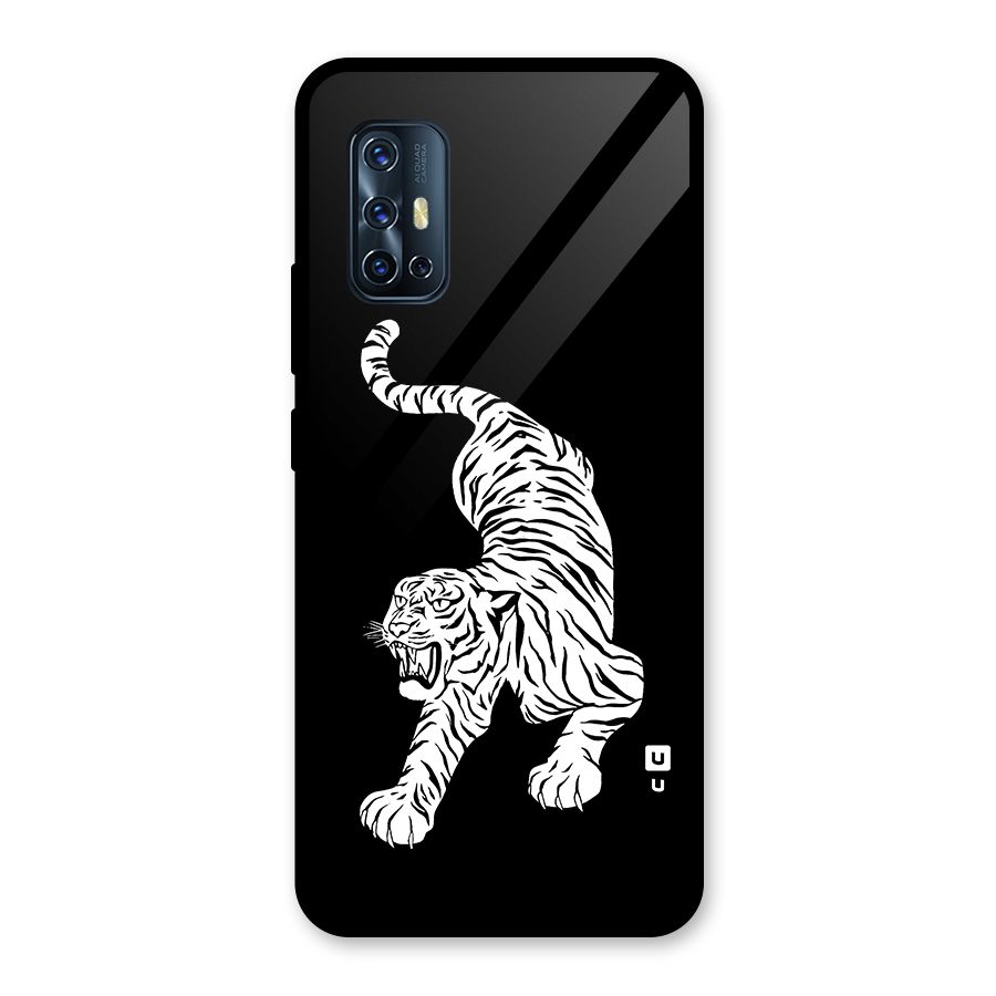 Bengal Tiger Stencil Art Glass Back Case for Vivo V17