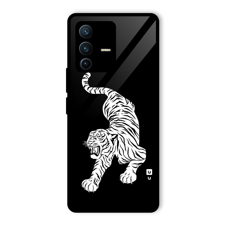 Bengal Tiger Stencil Art Glass Back Case for Vivo V23 Pro