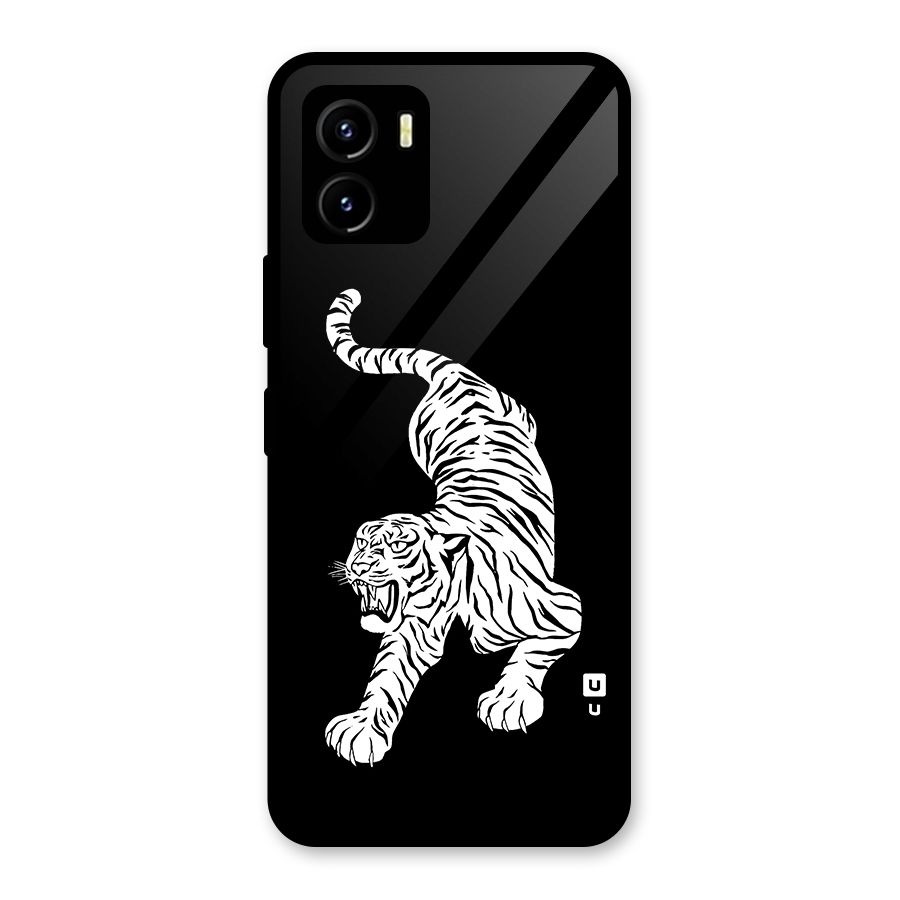 Bengal Tiger Stencil Art Glass Back Case for Vivo Y15s