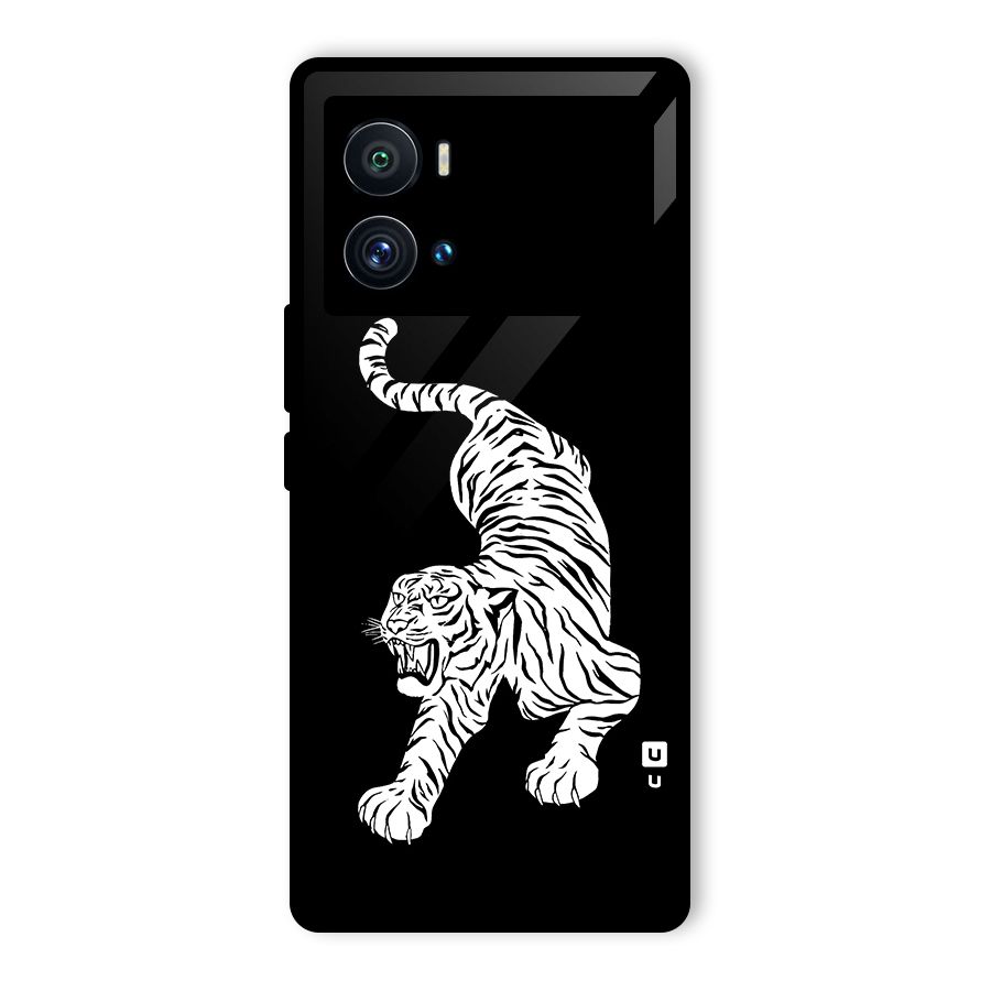Bengal Tiger Stencil Art Glass Back Case for Vivo iQOO 9 Pro