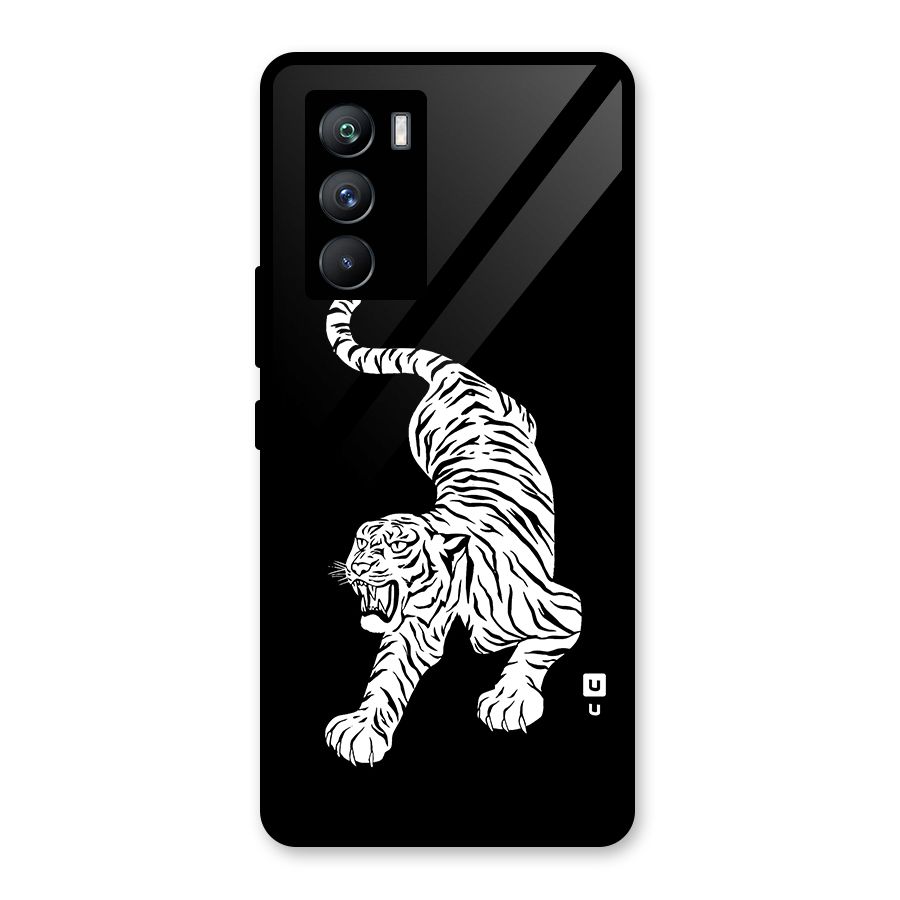 Bengal Tiger Stencil Art Glass Back Case for Vivo iQOO 9 SE