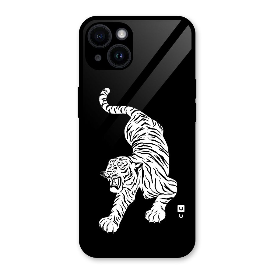 Bengal Tiger Stencil Art Glass Back Case for iPhone 14