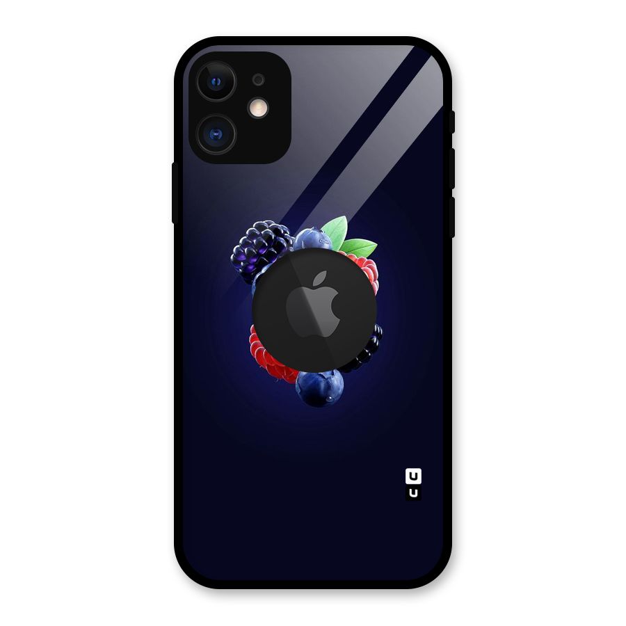 Berry Blast Glass Back Case for iPhone 11 Logo Cut