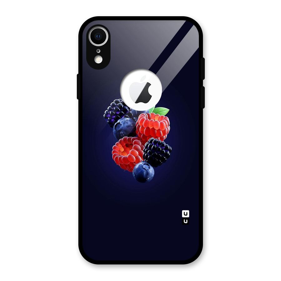 Berry Blast Glass Back Case for iPhone XR Logo Cut