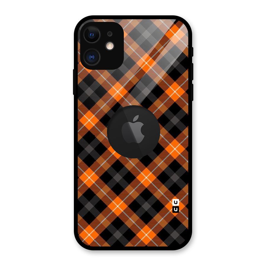 Best Textile Pattern Glass Back Case for iPhone 11 Logo Cut