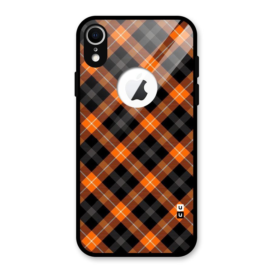 Best Textile Pattern Glass Back Case for iPhone XR Logo Cut