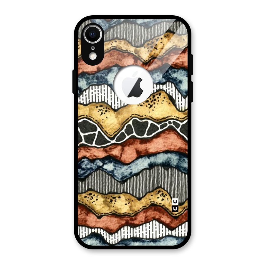 Best Texture Pattern Glass Back Case for iPhone XR Logo Cut