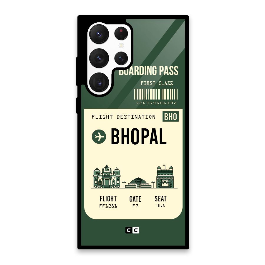 Bhopal Boarding Pass Glass Back Case for Galaxy S22 Ultra 5G