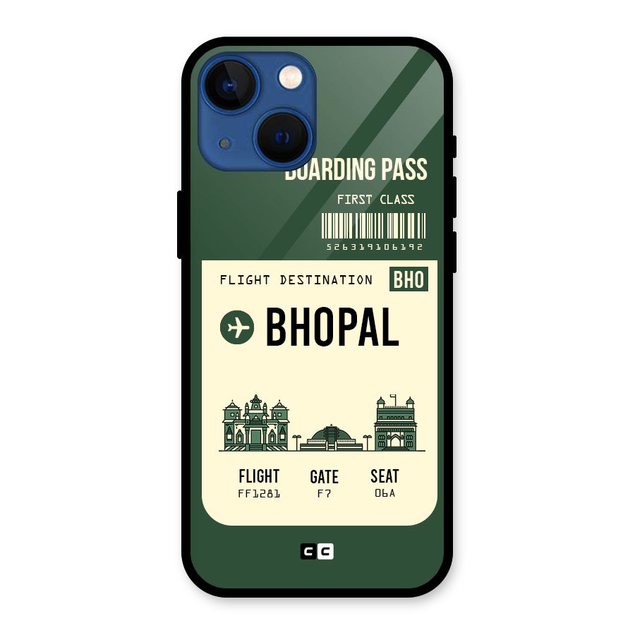 Bhopal Boarding Pass Glass Back Case for iPhone 13 Mini