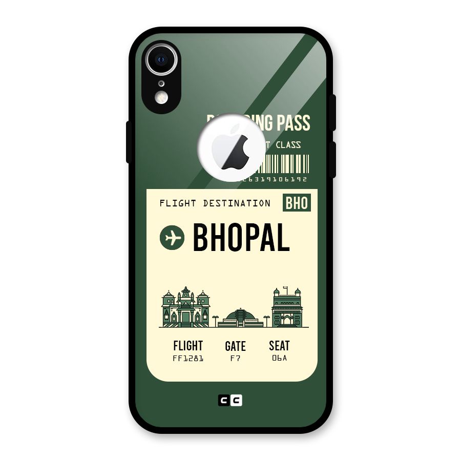 Bhopal Boarding Pass Glass Back Case for iPhone XR Logo Cut