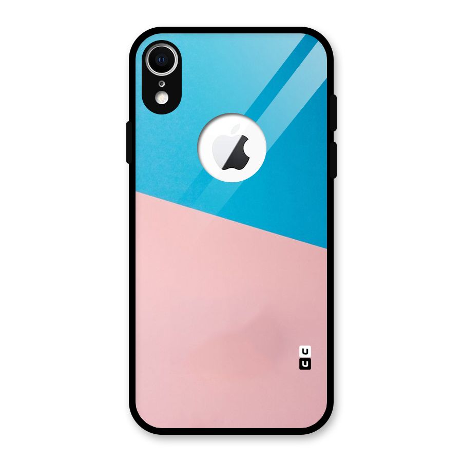 Bicolor Design Glass Back Case for iPhone XR Logo Cut