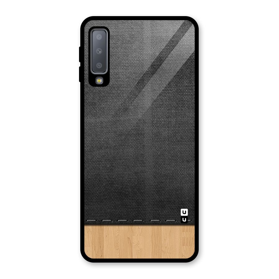 Bicolor Wood Texture Glass Back Case for Galaxy A7 (2018)