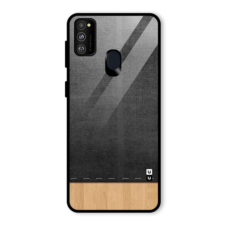 Bicolor Wood Texture Glass Back Case for Galaxy M21