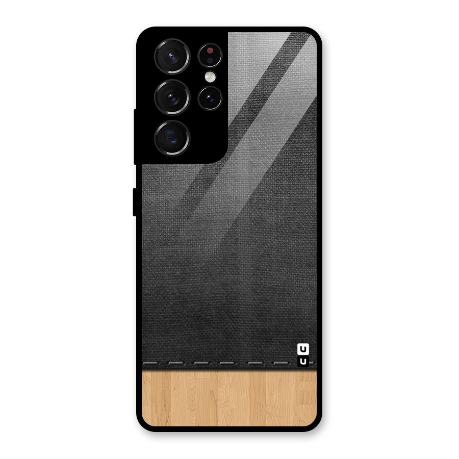 Bicolor Wood Texture Glass Back Case for Galaxy S21 Ultra 5G