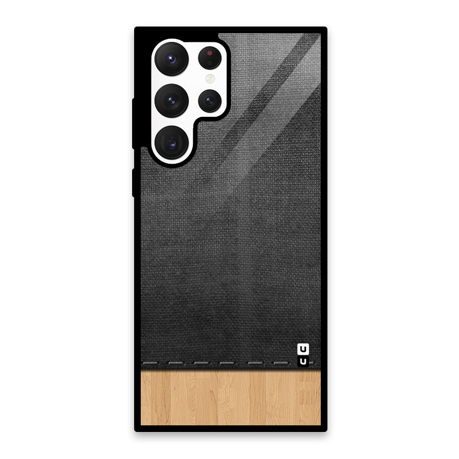Bicolor Wood Texture Glass Back Case for Galaxy S22 Ultra 5G