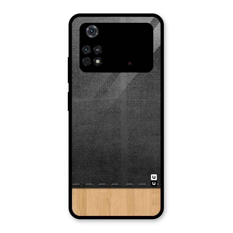 Bicolor Wood Texture Glass Back Case for Poco M4 Pro 4G