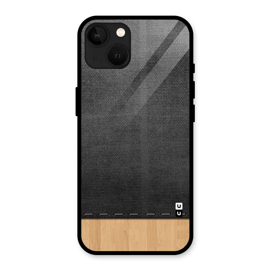 Bicolor Wood Texture Glass Back Case for iPhone 13