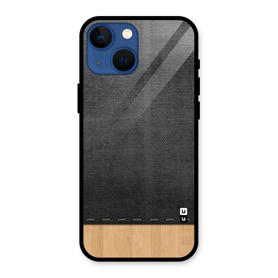 Bicolor Wood Texture Glass Back Case for iPhone 13 Mini