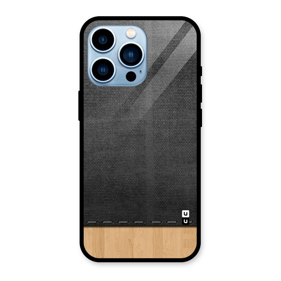 Bicolor Wood Texture Glass Back Case for iPhone 13 Pro