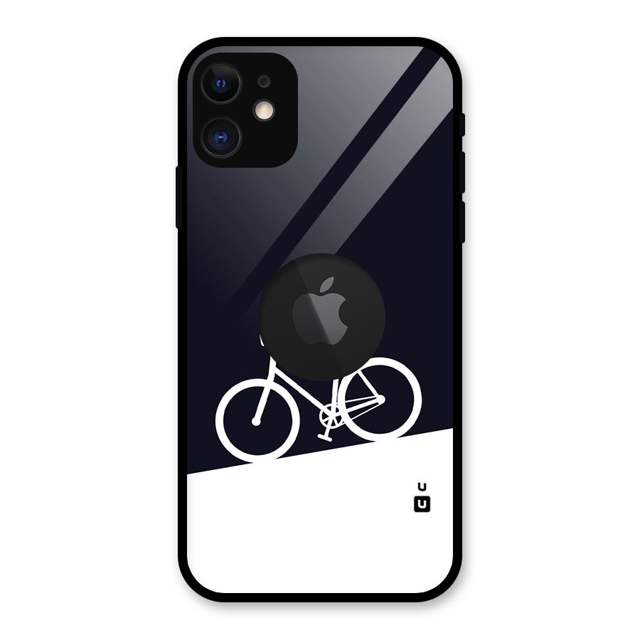 Bicycle Minimal Art Glass Back Case for iPhone 11 Logo Cut