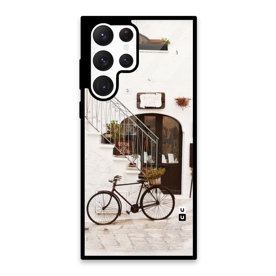 Bicycle Wall Glass Back Case for Galaxy S22 Ultra 5G