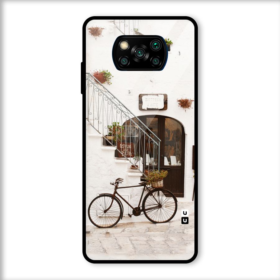 Bicycle Wall Glass Back Case for Poco X3