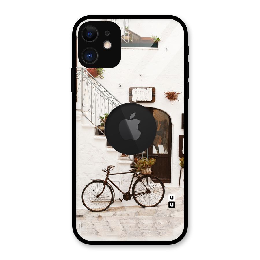 Bicycle Wall Glass Back Case for iPhone 11 Logo Cut